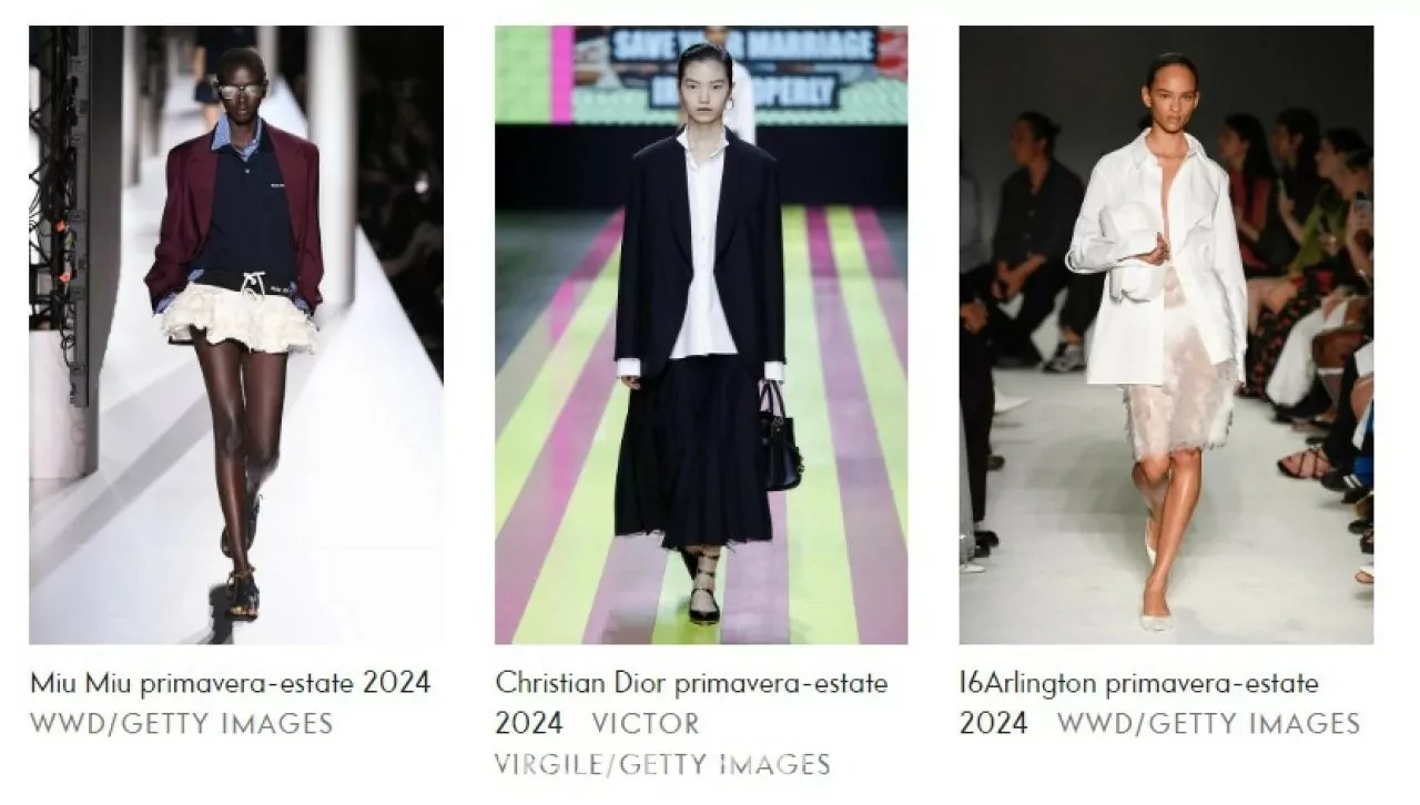 Tendenza individuata da: (da sinistra a destra) Miu Miu, Christian Dior e 16Arlington – oltre a Prada, Carven e Burberry.